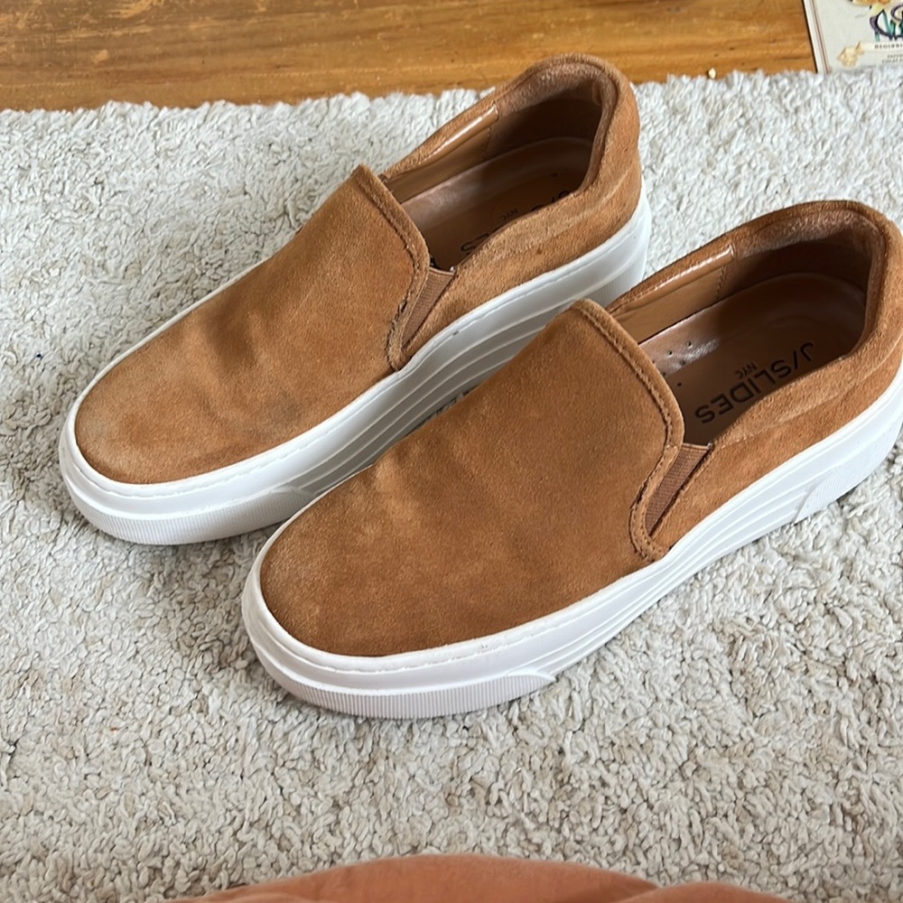Tan Platform JSlides Slide Sneakers
